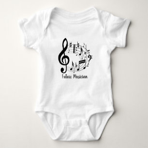 Body Notes musicales de futur noir de musicien dans la