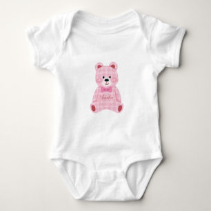 Body Nounours à carreaux roses