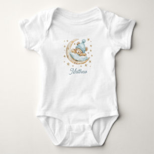 Body Nounours Ours en Peluche Lune Étoiles Nom Bleu