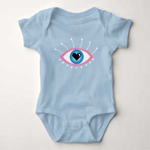 Body Oeil mal grec avec cils rose bleu