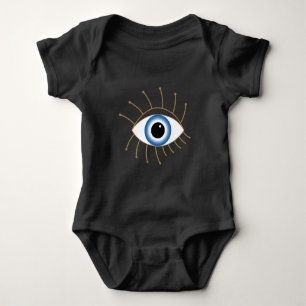 Body Oeil Mal Grec Avec Lashes Bleu Blanc Or