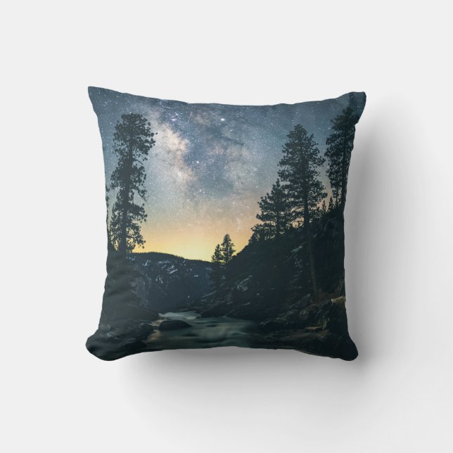 BODY OF WATER BETWEEN TREES THROW PILLOW (Front)