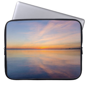 BODY OF WATER NEAR MOUNTAIN DURING BLUE HOUR LAPTOP SLEEVE