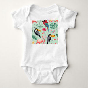 Body Oiseaux tropicaux, fleurs, motif d'aquarelle.