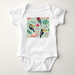 Body Oiseaux tropicaux, fleurs, motif d'aquarelle.