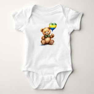 Body ours en peluche & ballon avec drapeau gabonais.