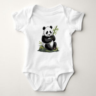 Body Ours Panda Mignon Branchu Avec Bambou Tendance