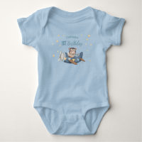 Ours pilote mignon avion bleu vintage anniversaire