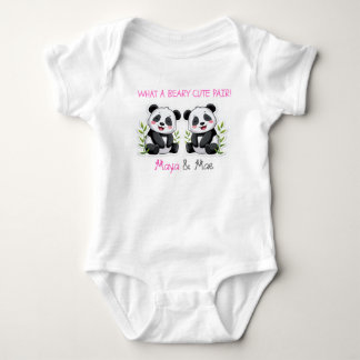 Body Paire adorable, pandas, tenue personnalisée pour j