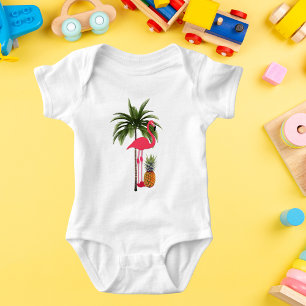 Body Palmier, Flamant rose rose, Costume bébé ananas