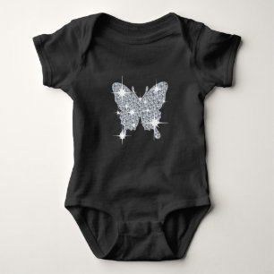 Body Papillon étincelant en diamant glamé sur noir