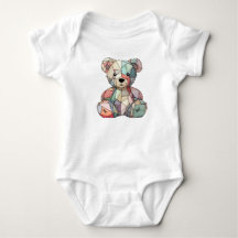 Patchwork Style bébé Ours et coeur Motif