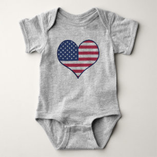 Body Patriotique USA Flag Heart Accueil du Brave
