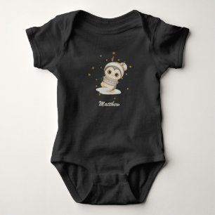 Body Penguin Boho D'Hiver Avec Étoiles Et Nom Bébé Garç