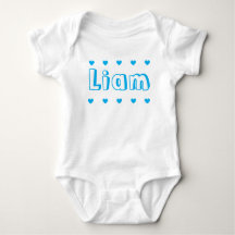 Personalized Azure Blue Heart Boy Name