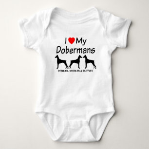 Body PERSONNALISÉ J'Aime Mes Trois Chiens Doberman Pins