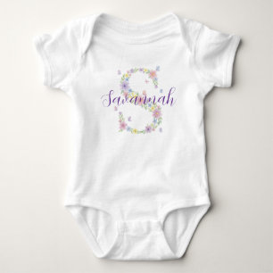 Body personnalisé pour bébé avec lettre florale S