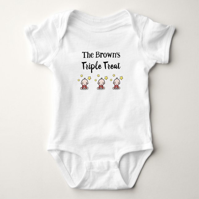 Body Personnalisé Pour Triplets, Triplets Idée Cadeau, (Devant)