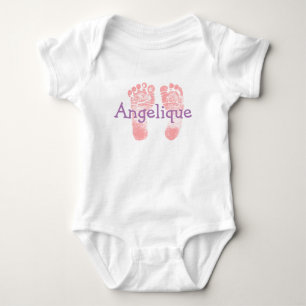 Body Personnalisez votre bébé rose Empreintes & Nom