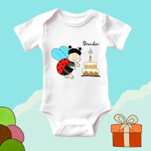 Body Petit garçon coccinelle avec gâteau