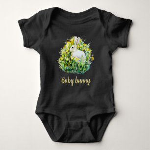 Body Petit lapin blanc et des fleurs