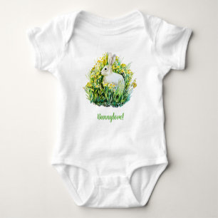 Body Petit lapin blanc et fleurs