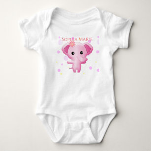 Body Petite fille rose adorable Eléphant