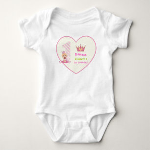 Body Petite princesse et couronne filles 1er anniversai