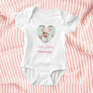 Body Photo nom du coeur d'anniversaire bébé fille rose