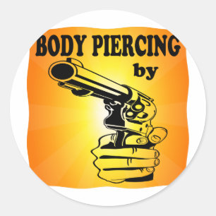 Body Piercing By ..... GUN Classic Round Sticker