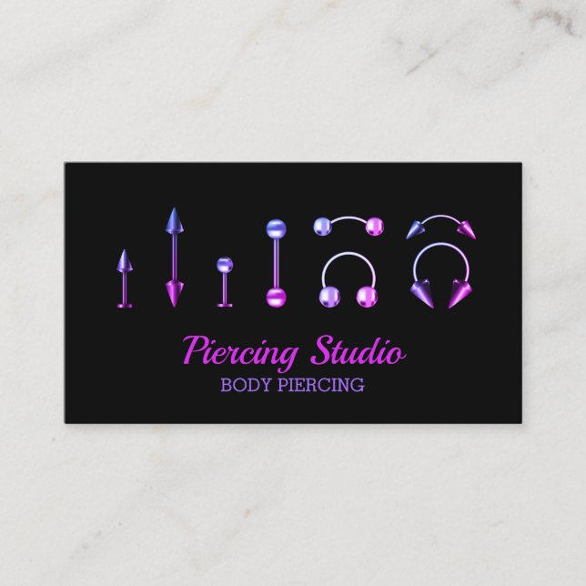 Body Piercing Studio purple pink jewellery salon Business Card (Front)
