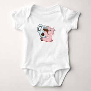 Body Pig with Cup of Coffee