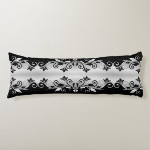 Body Pillow - Flourishes Black and Silver