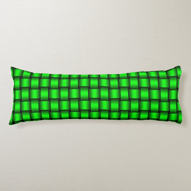 Body Pillow, Green Weave Pillow (Front)