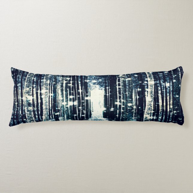 Body Pillow : Magical Forest Teal Grey Elegance (Front)