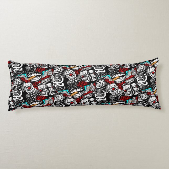 Body Pimmows skulls Vintage Tattoo Body Pillow (Back)