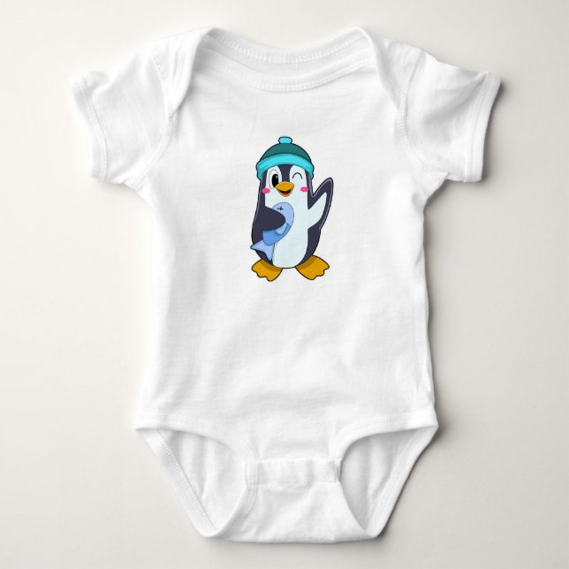 Body Pingouin avec poisson et Casquette (Devant)