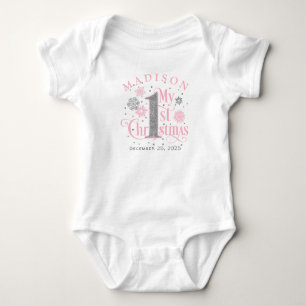 Body Pink Snowflakes Baby Girl First Christmas