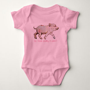 Body Porc et papillons roses