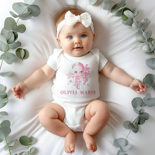 Body Poulpe Mignon Rose Aquarelle Fille Baby Shower