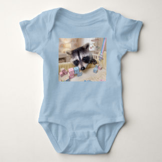 Body pour bébé garçon en bleu avec Raton laveur