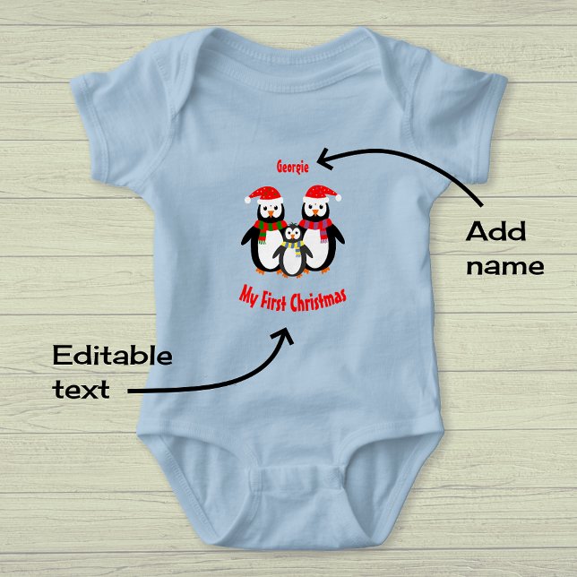 Body Premier Noël ajouter nom pingouins (Créateur téléchargé)