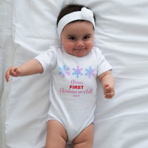 Body Premier Noël Chute de neige Personnalisé Nom Année