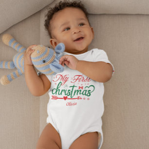 Body Premier Noël du bébé personnalisé Père Noël Bow ro