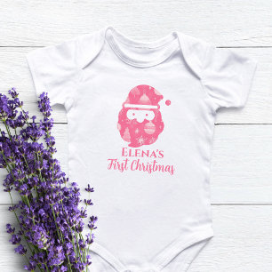 Body Première Fille de Noël Père Noël rose