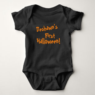 Body Première Halloween Noir avec Orange Lettering
