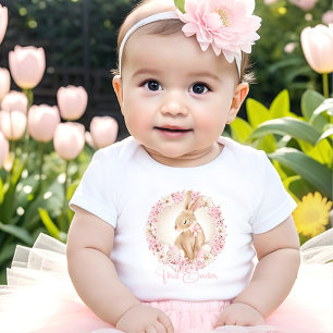 Body Première Pâques mignonne Lapin Pâques rose