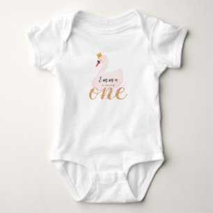 Body Princesse Cygne Fille Rose 1er Anniversaire