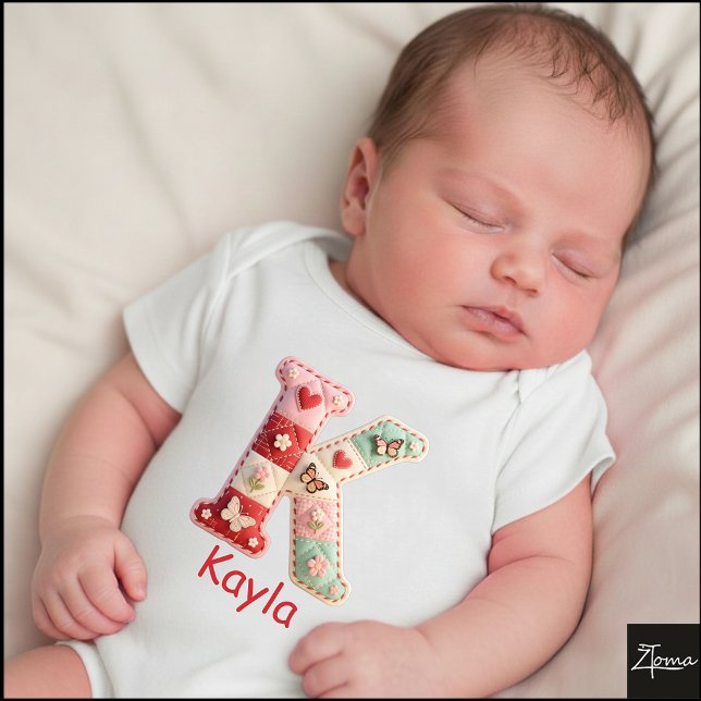 Body Quilted Patchwork Initial Letter K Nursery (This is a sample design. There are several models to choose from, with the name and color changed.)