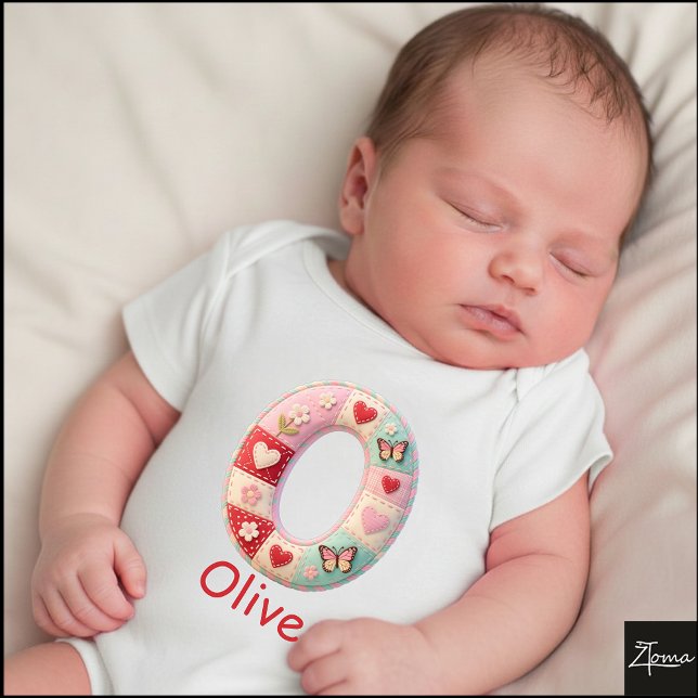 Body Quilted Patchwork Initial Letter O Nursery (This is a sample design. There are several models to choose from, with the name and color changed.)